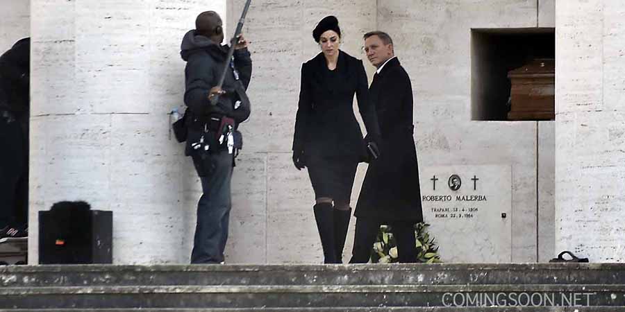 Daniel Craig and Monica Bellucci filming for the new upcoming James Bond film 'Spectre'