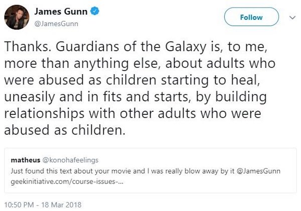 James Gunn tweet Guardiani della Galassia