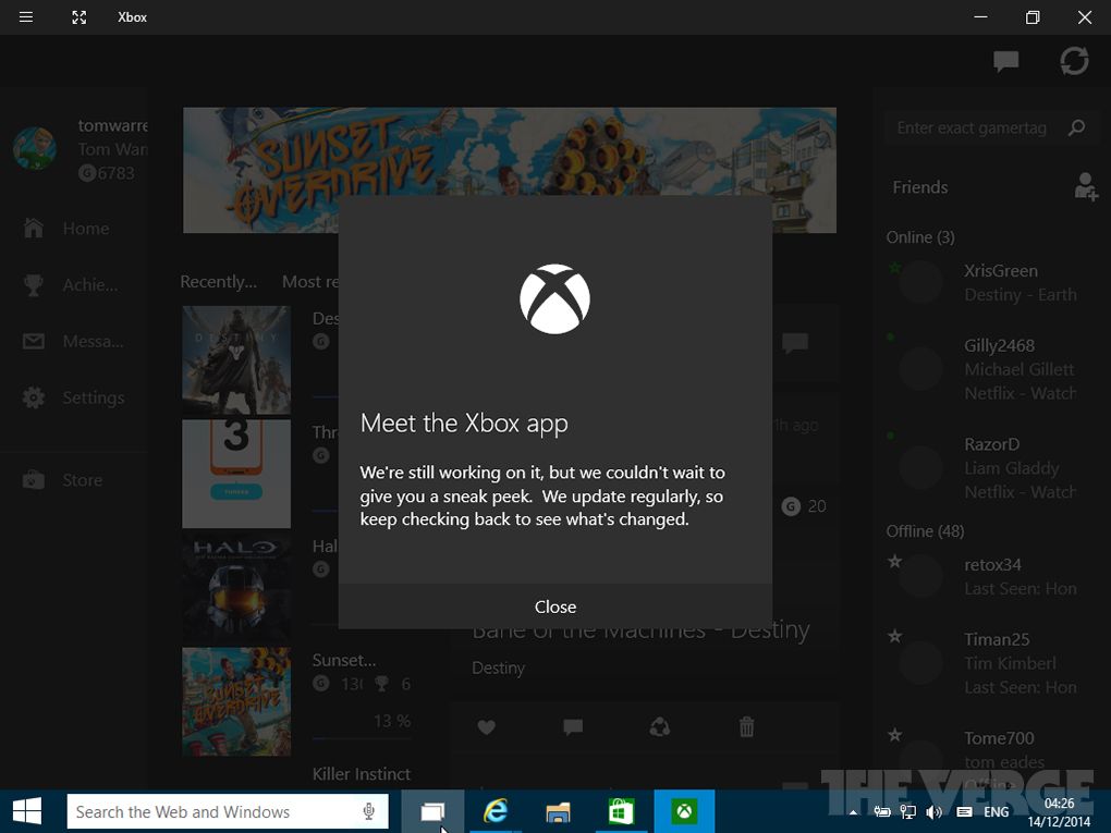 Windows 10 - Xbox app