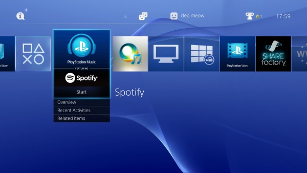 Spotify PlayStation 4