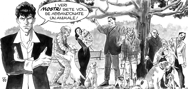 Dylan Dog contro l'abbandono degli animali - Illustrazione di  Sergio Gerasi