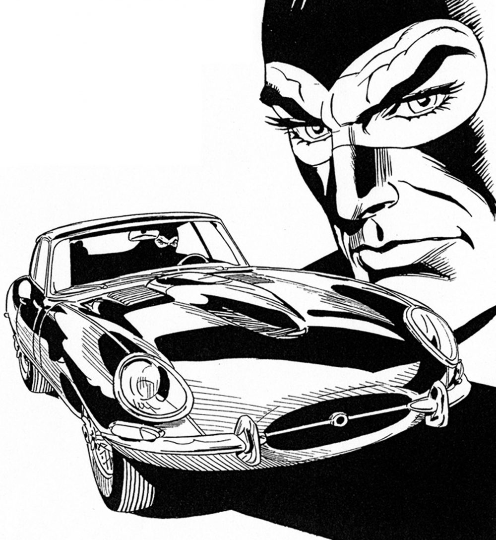 Diabolik con la sua mitica Jaguar -Diabolik©Astorina srl