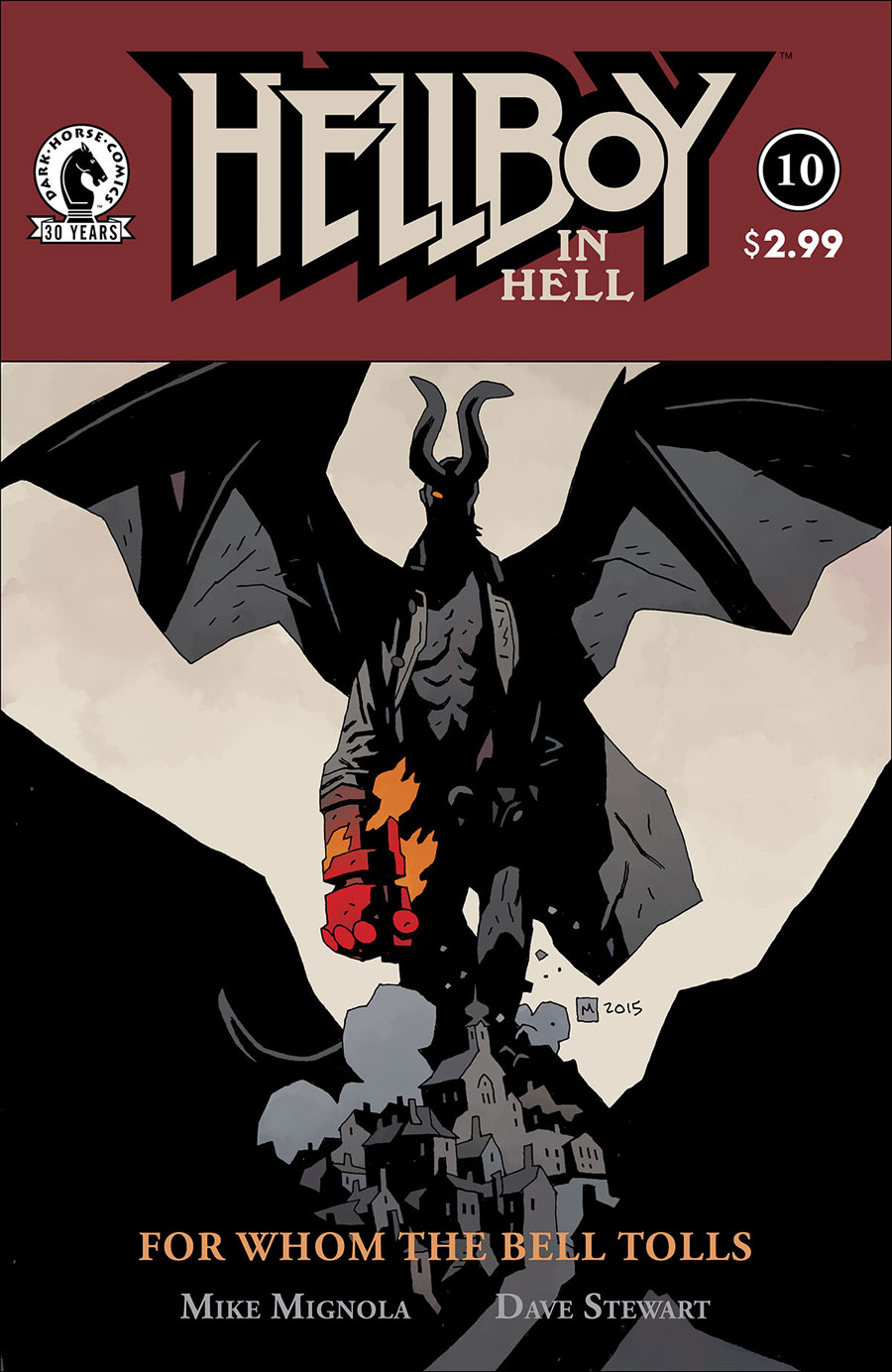 Hellboy in Hell #10, copertina di Mike Mignola