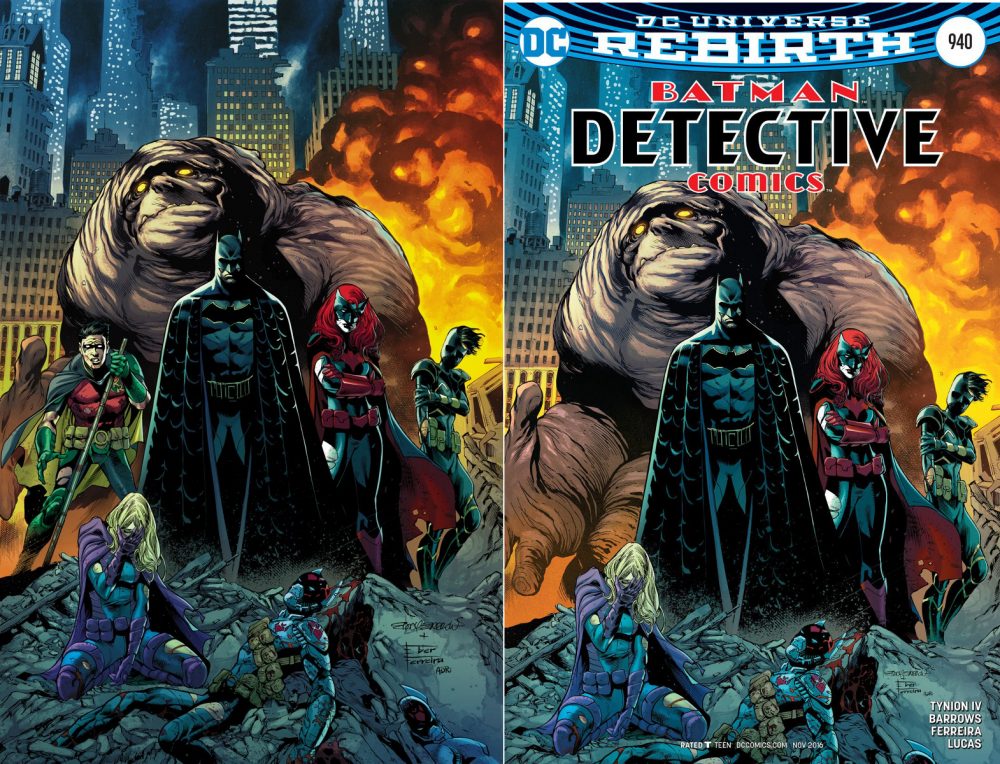 Detective Comics #940, copertina prima/dopo di Eddy Barrows