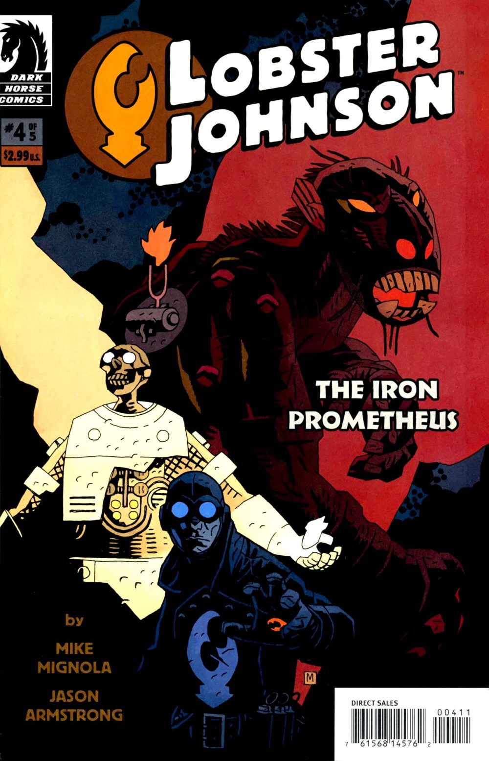 Lobster Johnson: The Iron Prometheus #4, copertina di Mike Mignola