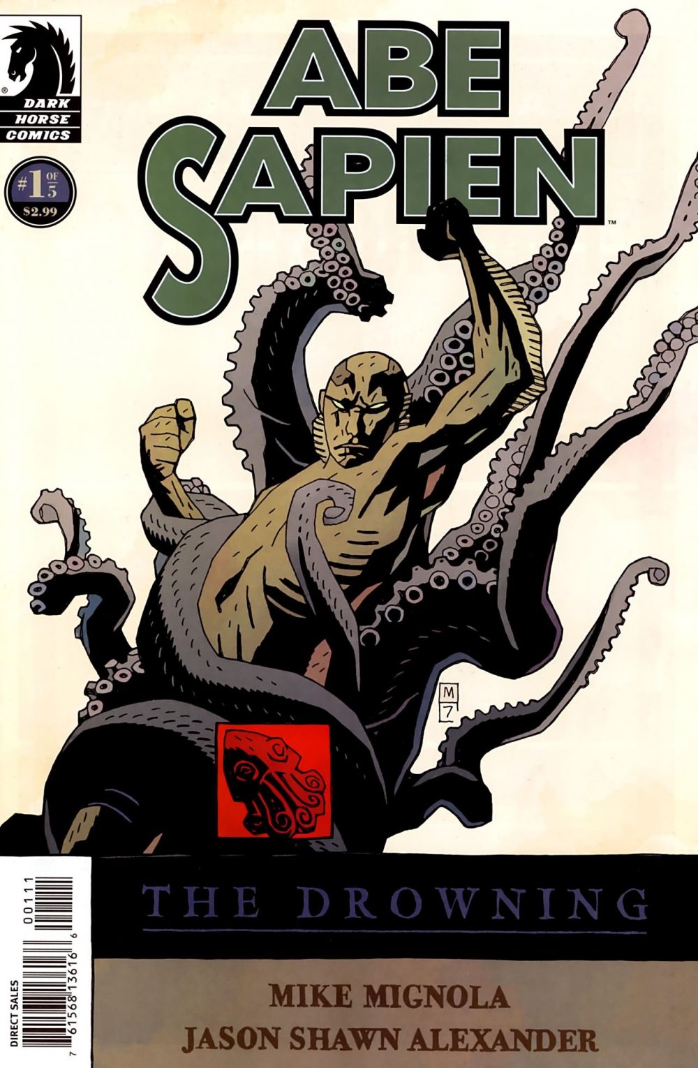 Abe Sapien: The Drowning #1, copertina di Mike Mignola