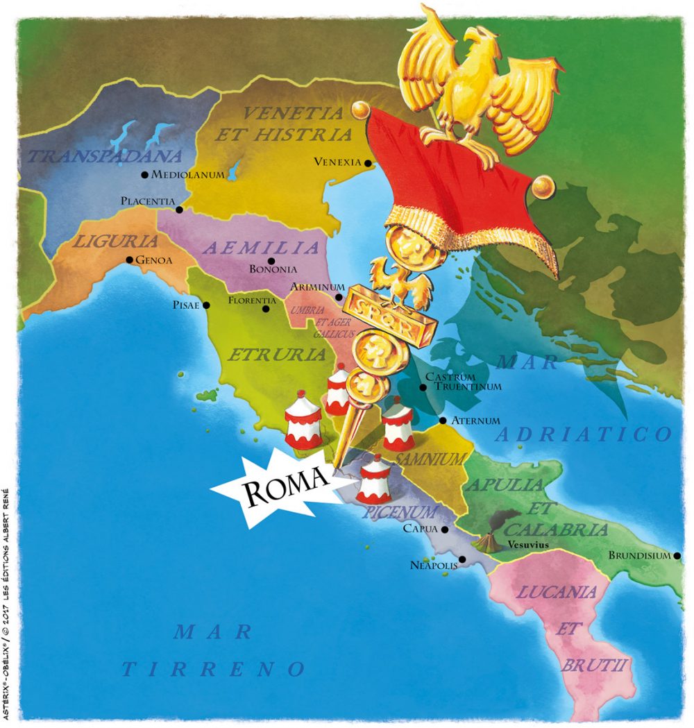 Asterix e la corsa d'Italia, la mappa