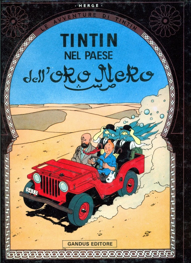 Tintin nel Paese dell'oro nero, copertina di Hergé