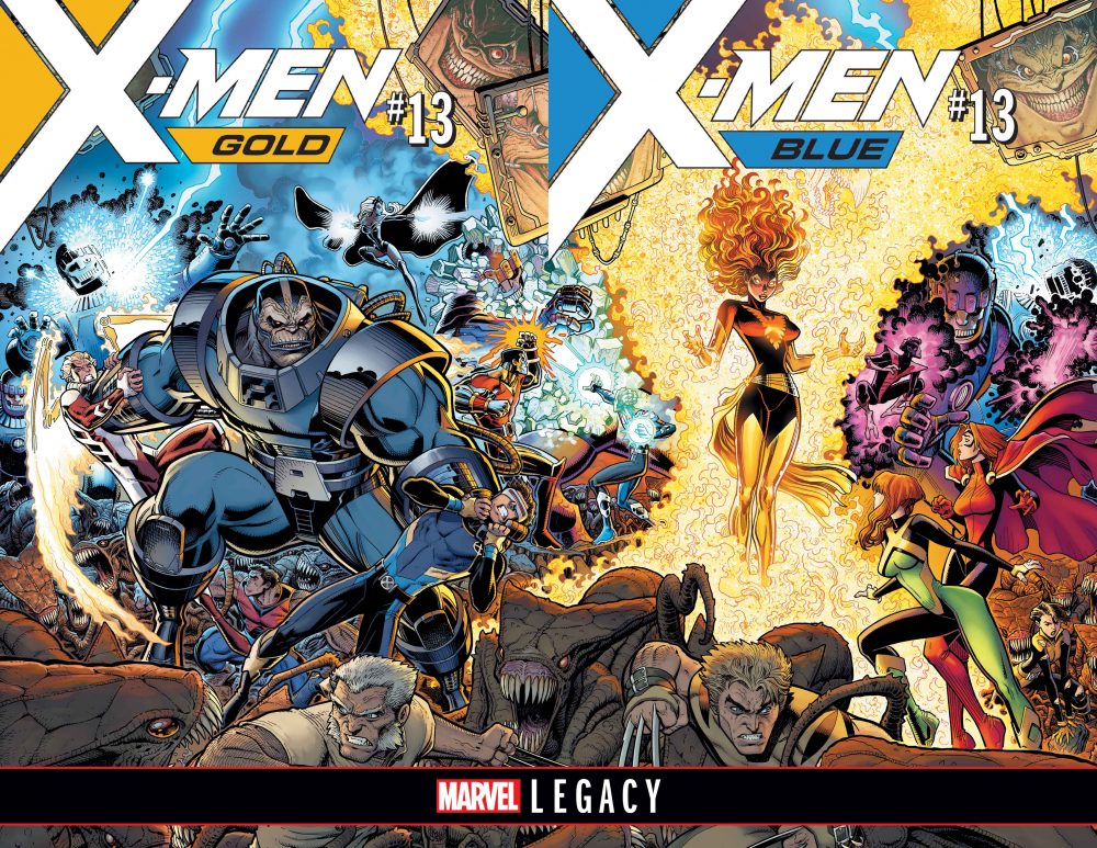 X-Men: Blue #13, di Cullen Bunn e Jorge Molina - X-Men: Gold #13, di Marc Guggenheim e Mike Mayhew, copertina di Arthur Adams