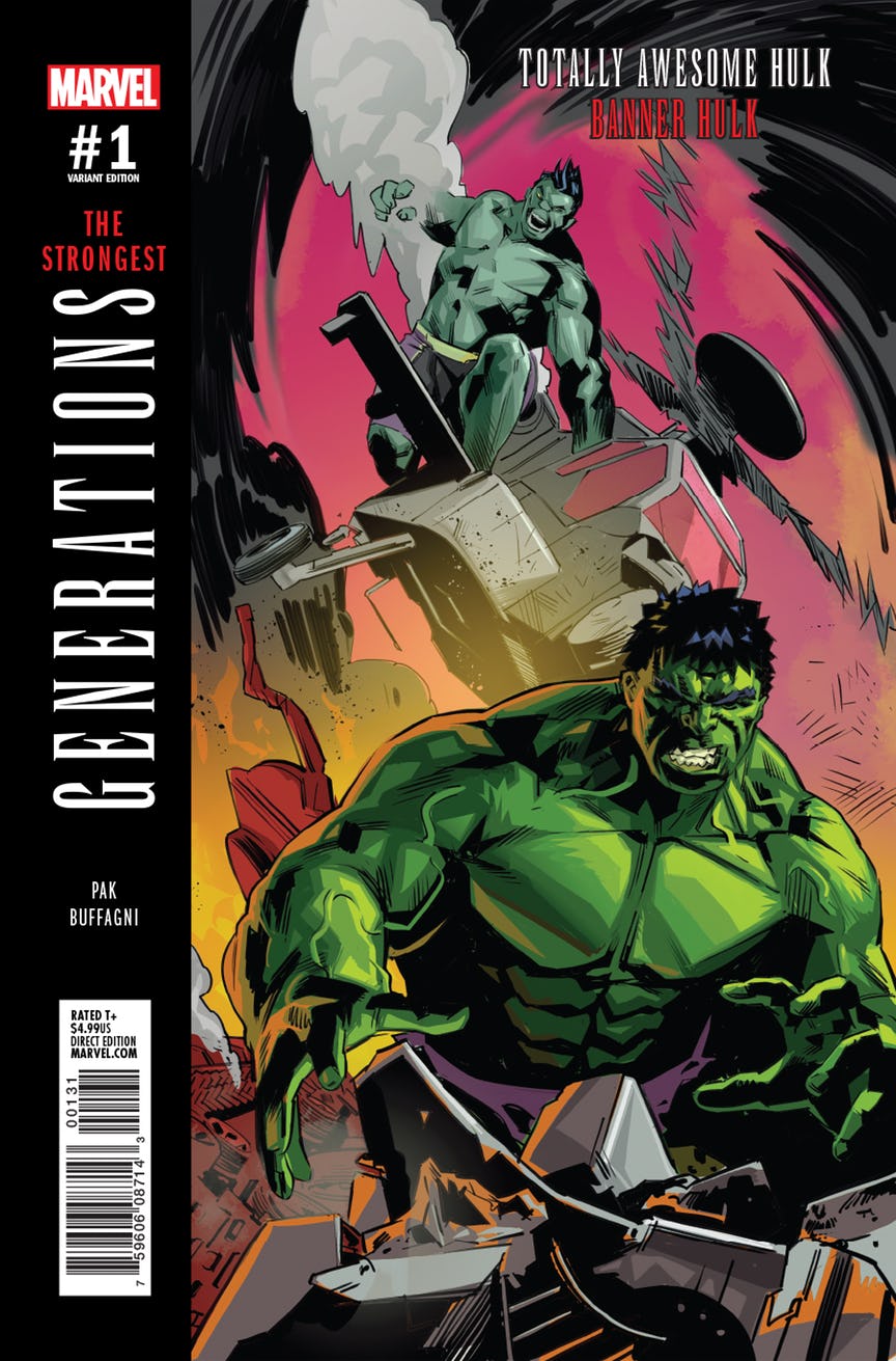 Generations: Banner Hulk & The Totally Awesome Hulk #1, copertina di Matteo Buffagni