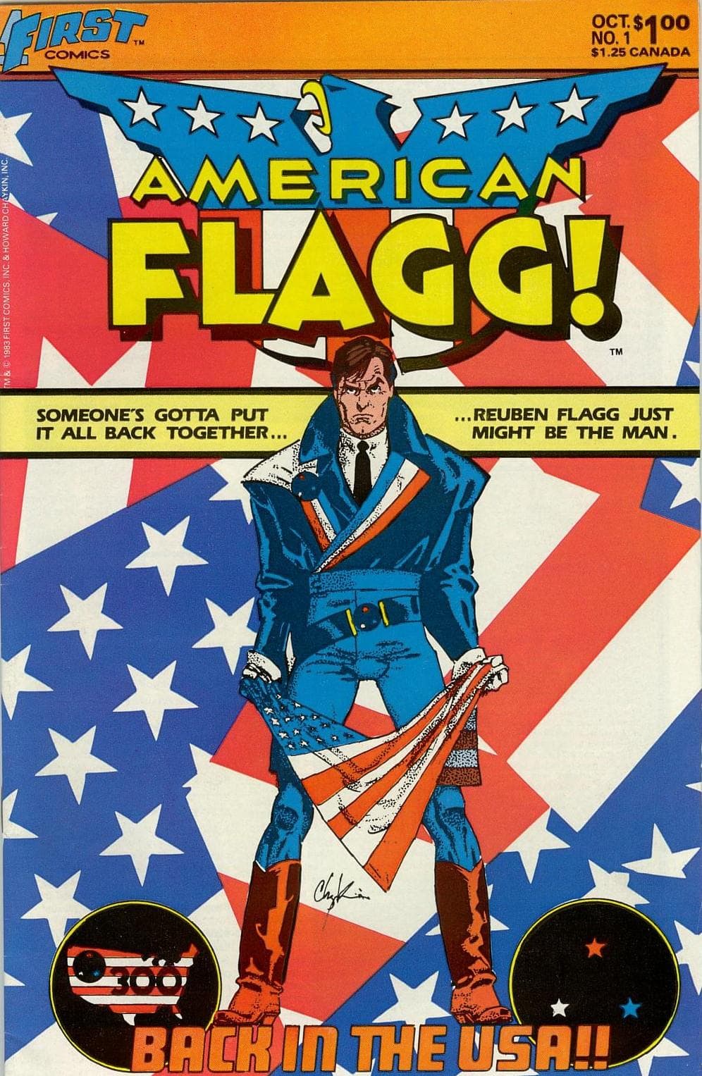 American Flagg! #1, copertina di Howard Chaykin