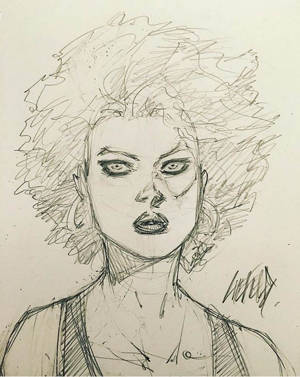 Domino, sketch di Rob LiefeldDomino, sketch 2 di Rob Liefeld