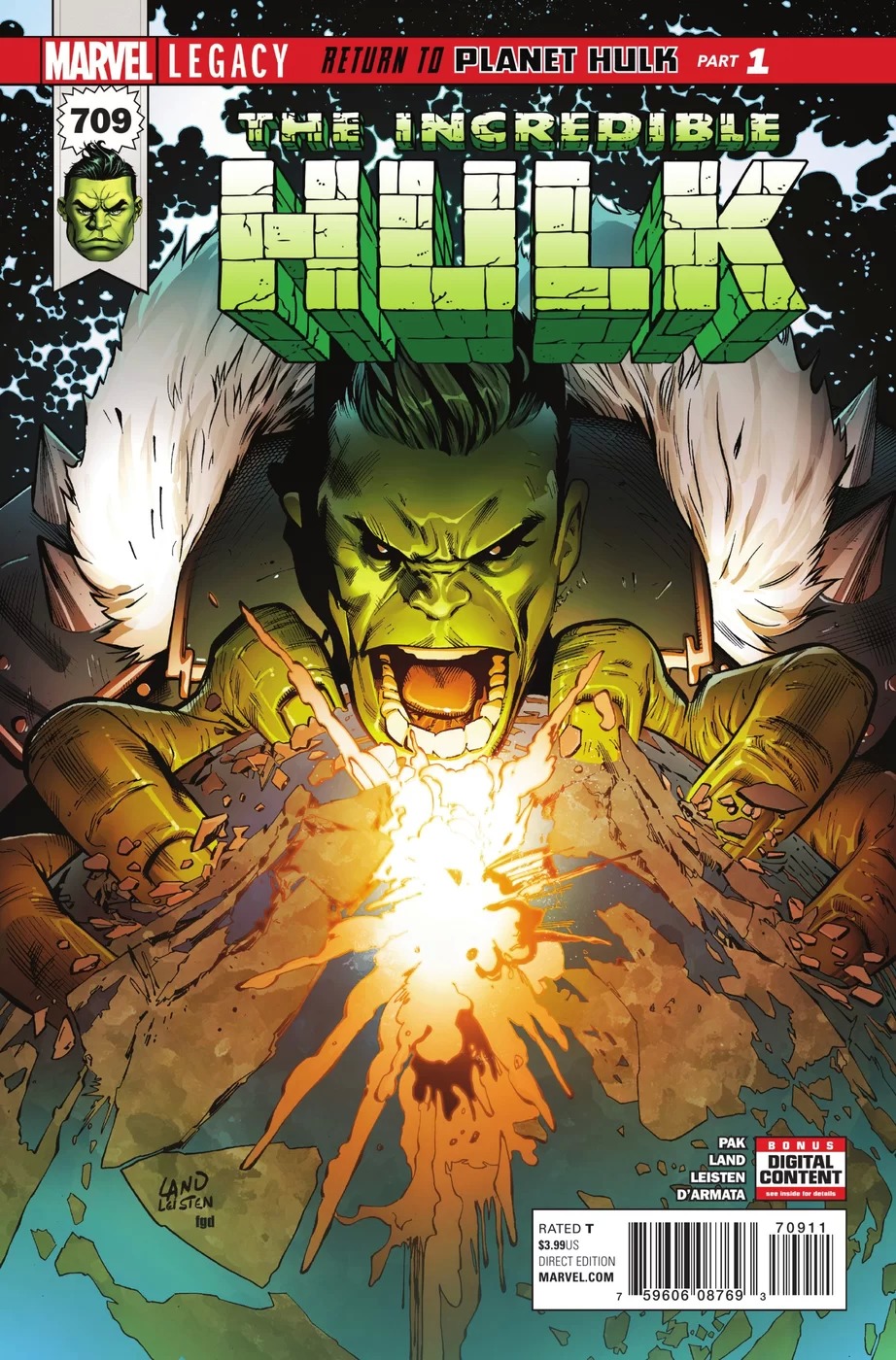 Incredible Hulk #709, copertina di Greg Land, Jay Leisten, Frank D'Armata