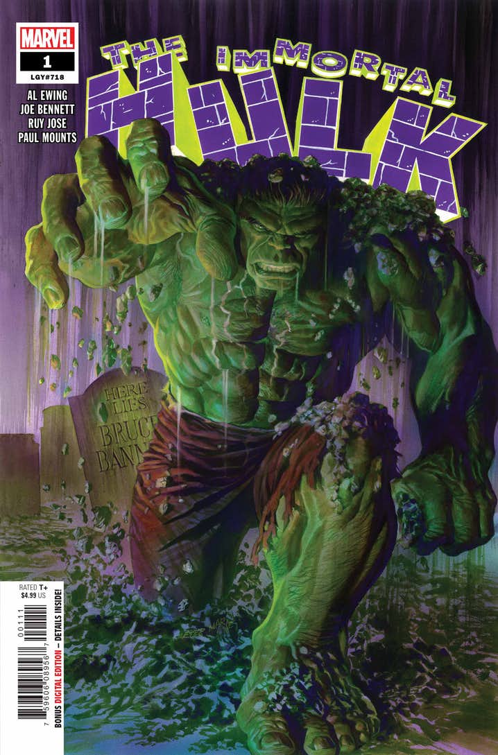 Immortal Hulk #1, copertina di Alex Ross