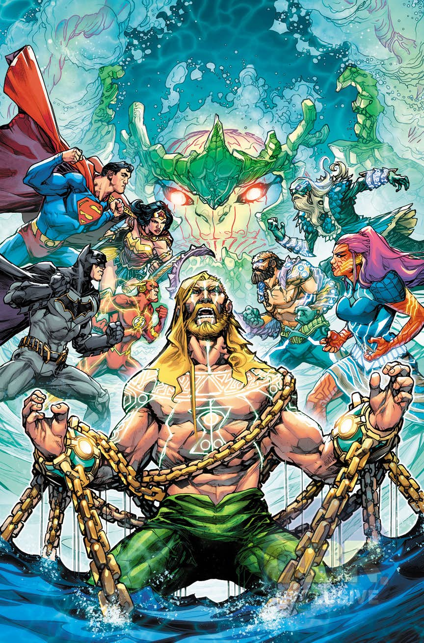 Justice League/Aquaman: Drowned Earth #1, copertina di Howard Porter