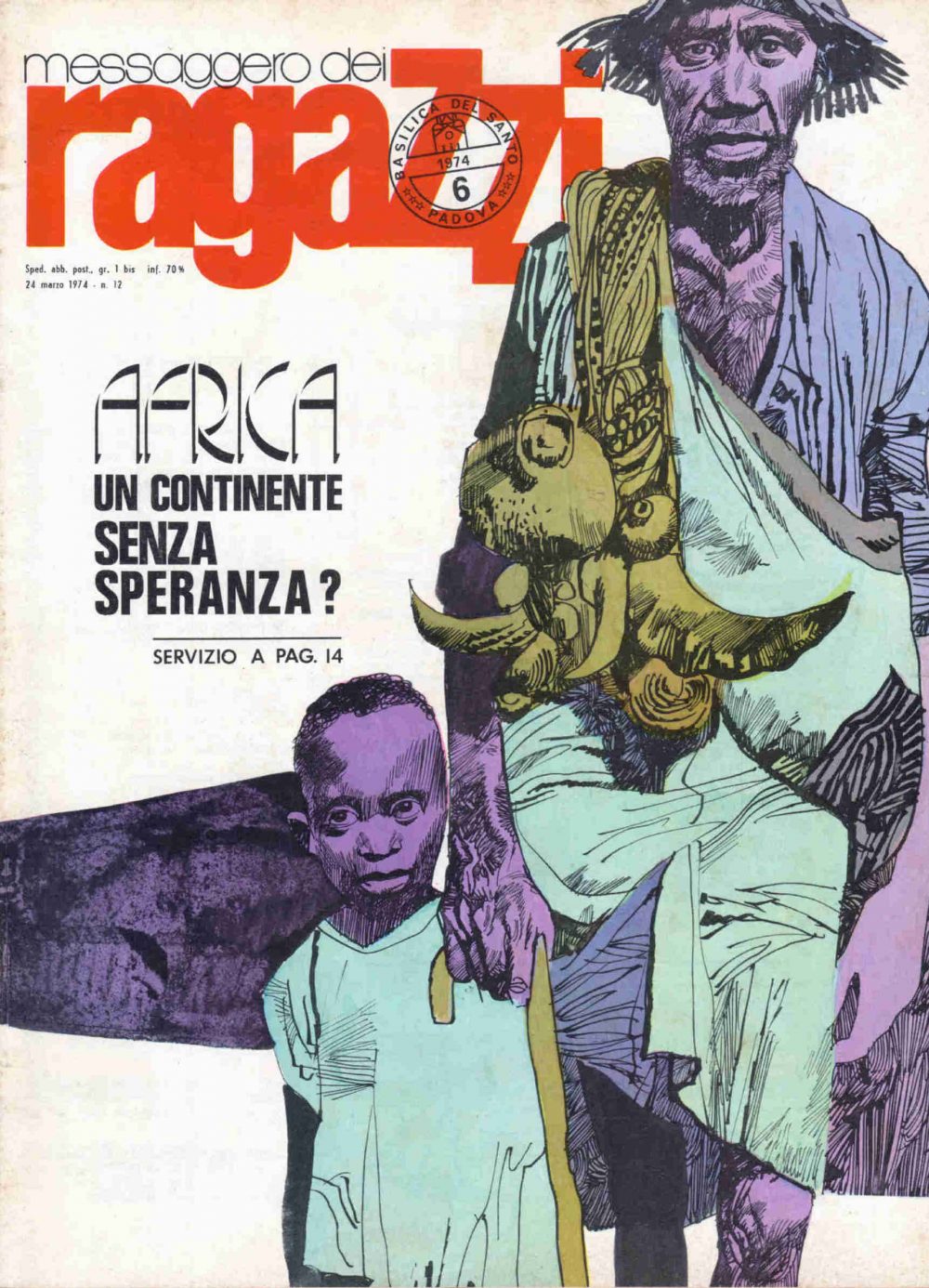 Messaggero dei Ragazzi n. 12 (marzo 1974), copertina di Sergio Toppi