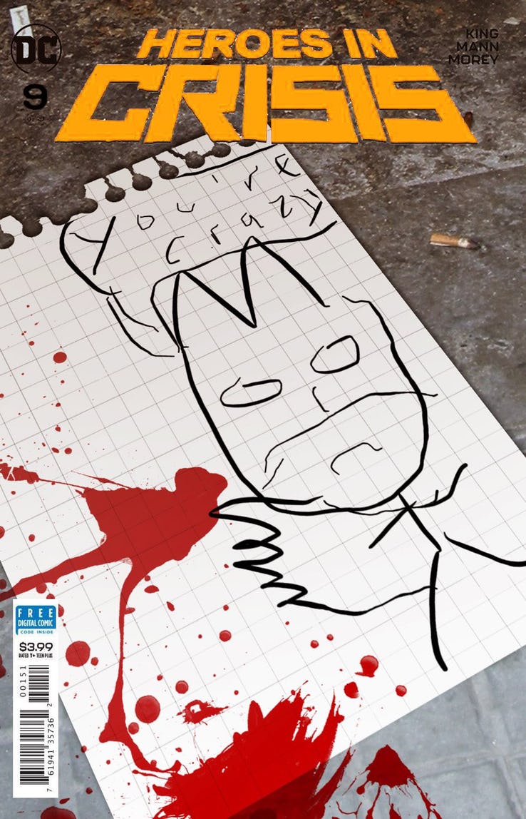 Heroes in Crisis #9, copertina fake di Tom King