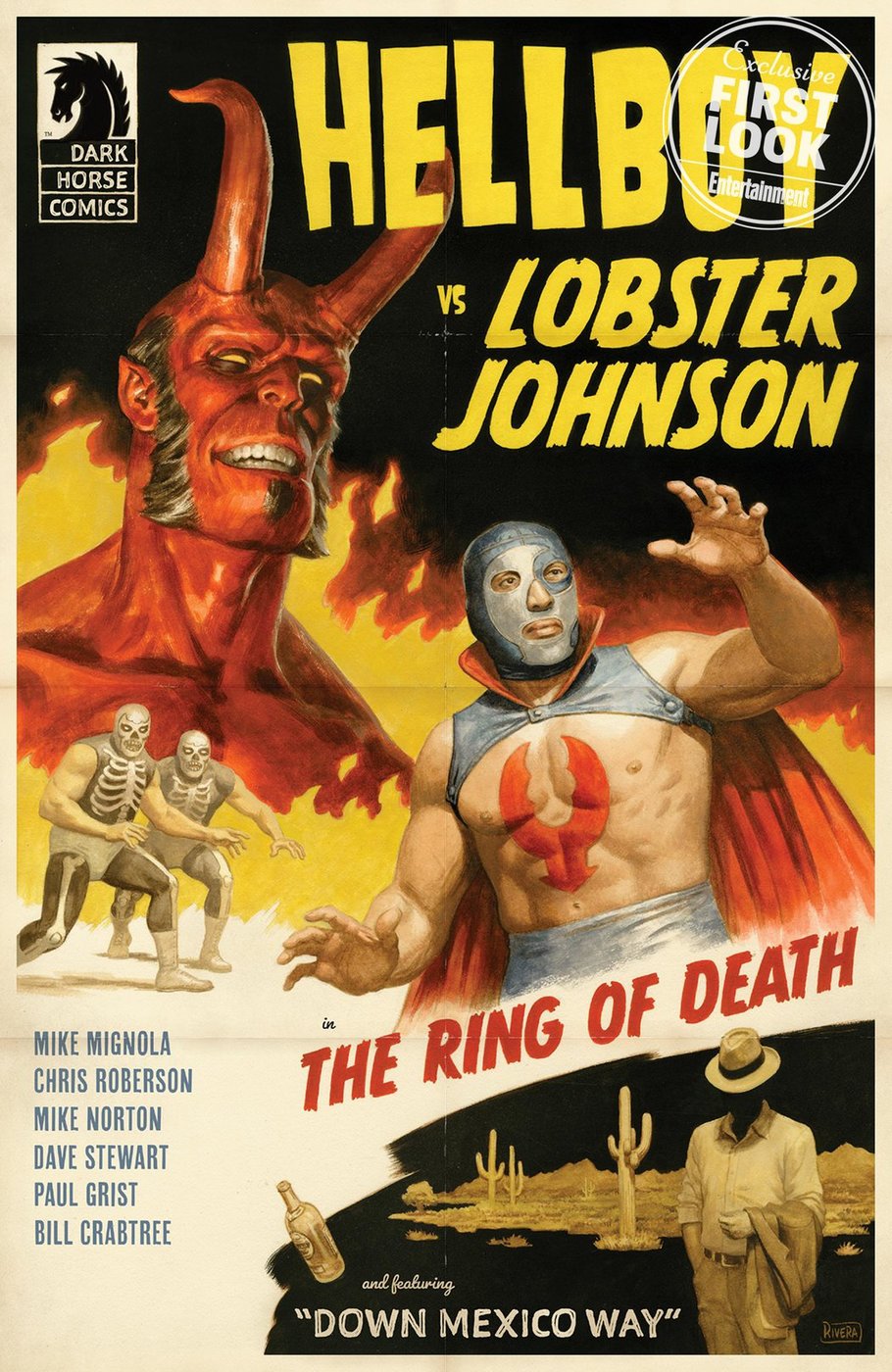 Hellboy vs. Lobster Johnson: The Ring of Death, copertina di Paolo Rivera