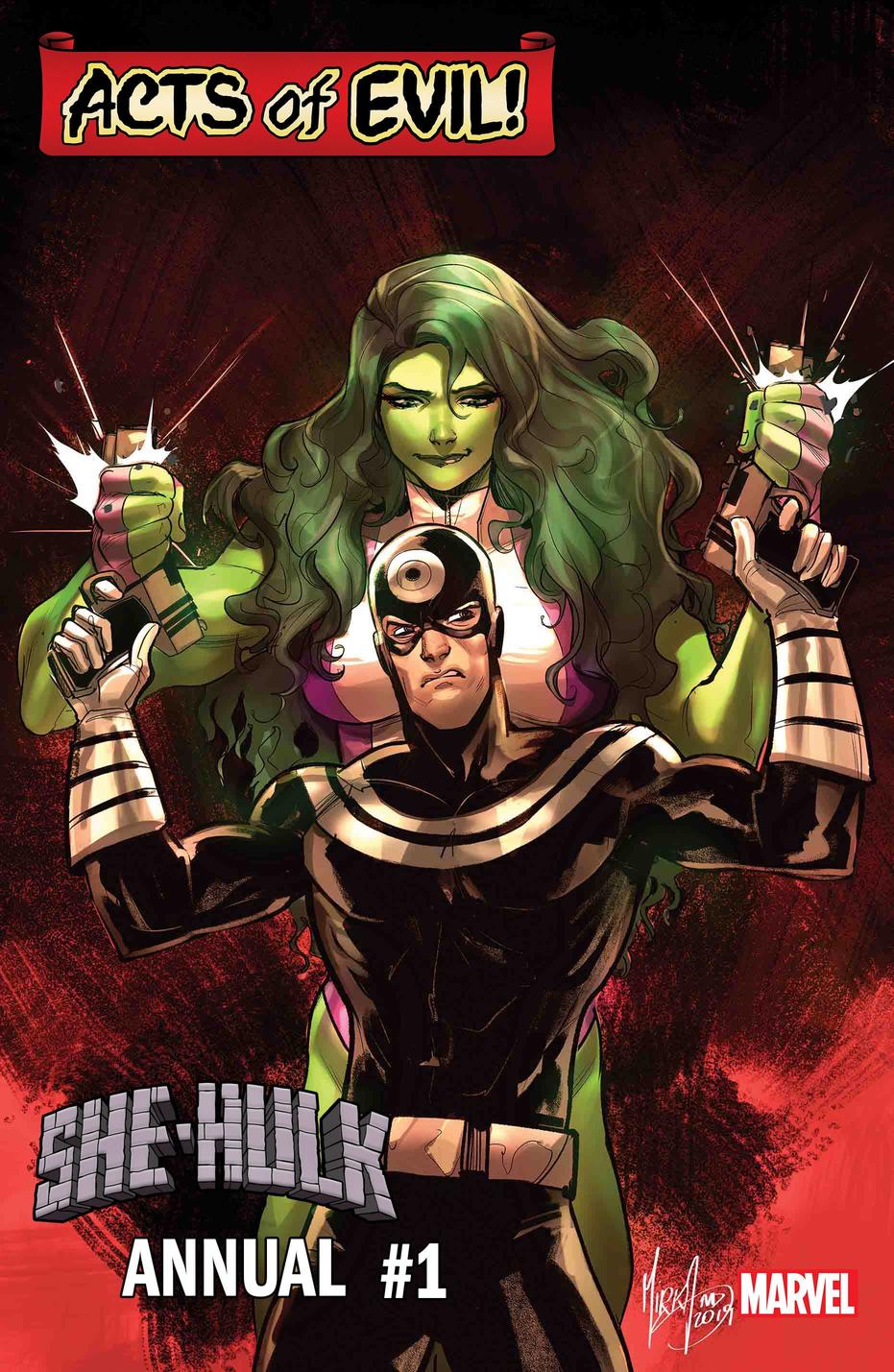 She-Hulk Annual #1: She-Hulk vs. Bullseye, copertina di Mirka Andolfo