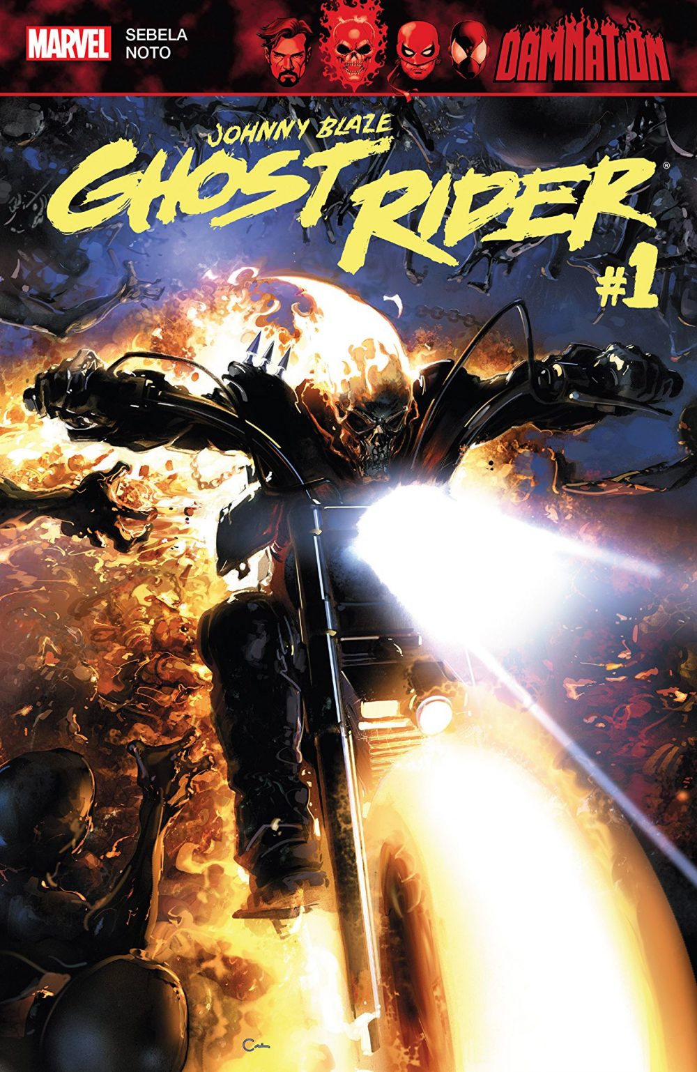 Damnation - Johnny Blaze: Ghost Rider #1, copertina di Clayton Crain