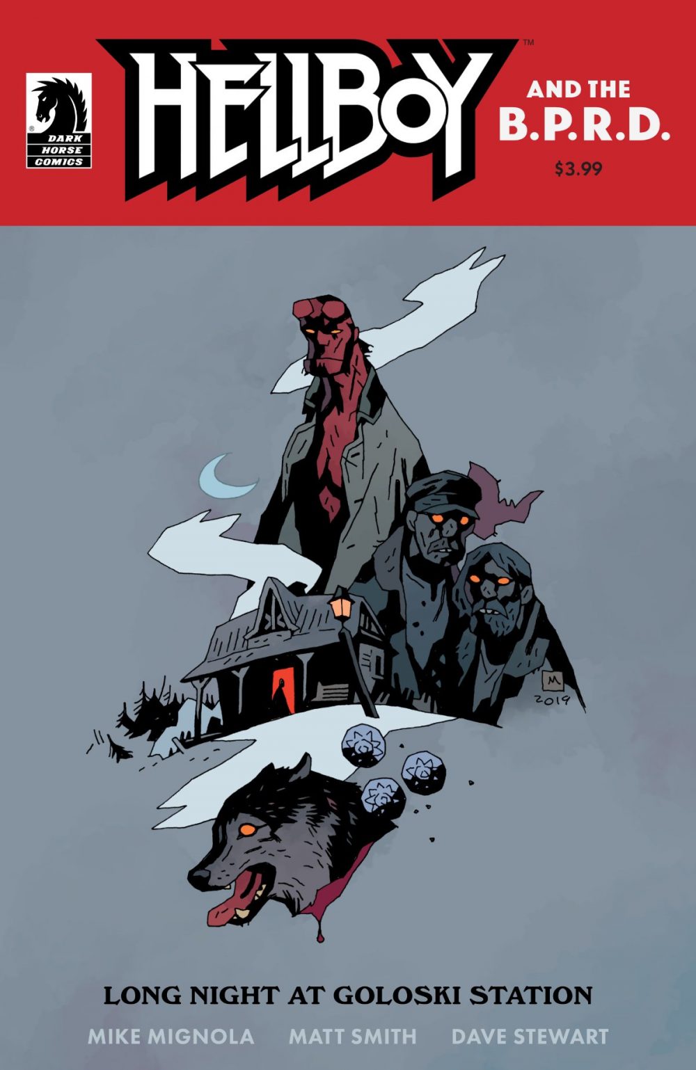 Hellboy and The B.P.R.D.: Long Night at Goloski Station, copertina di Mike Mignola