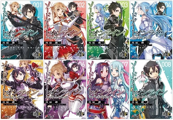 Sword Art Online, copertine light novel, illustrazioni di abec