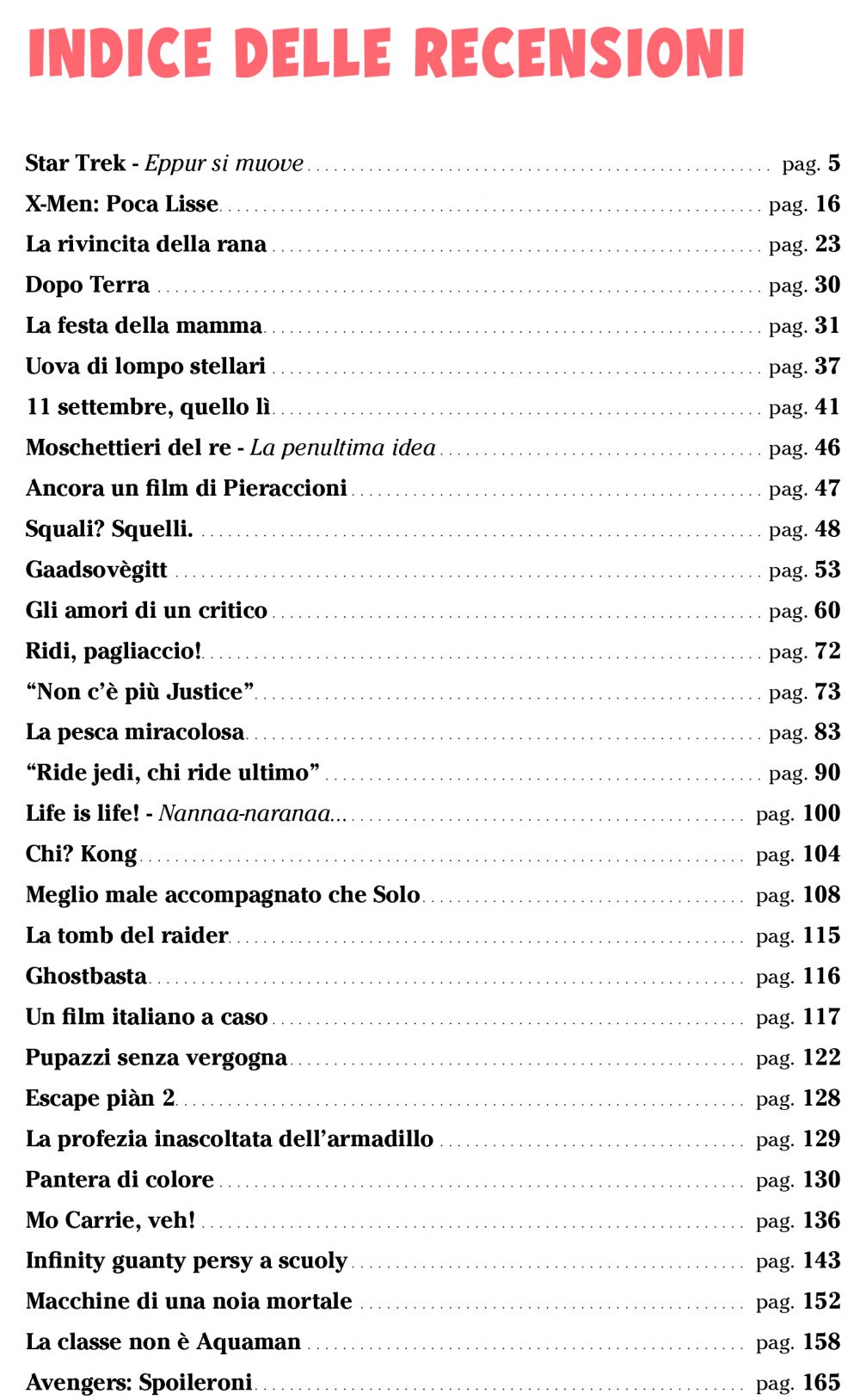 CineMAH presenta vol. 2: Il buio colpisce ancora, indice