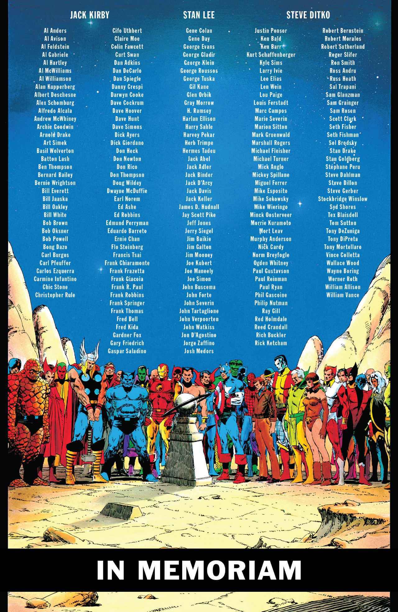 Marvel Comics #1001, In Memoriam