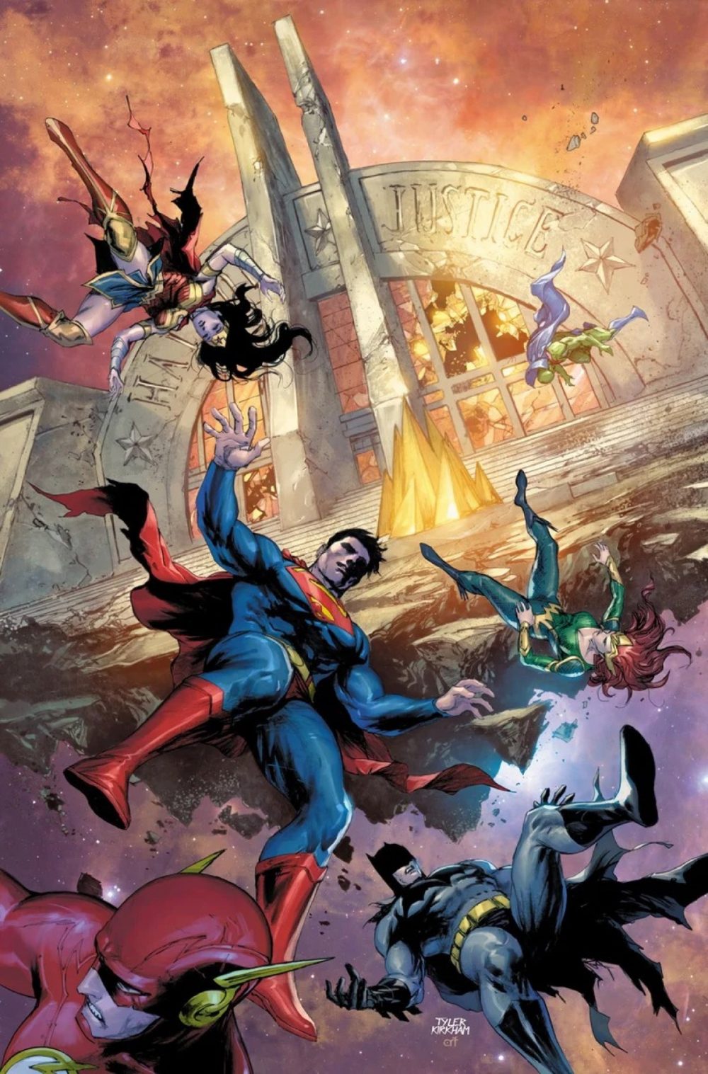 Justice League #39, copertina di Tyler Kirkham