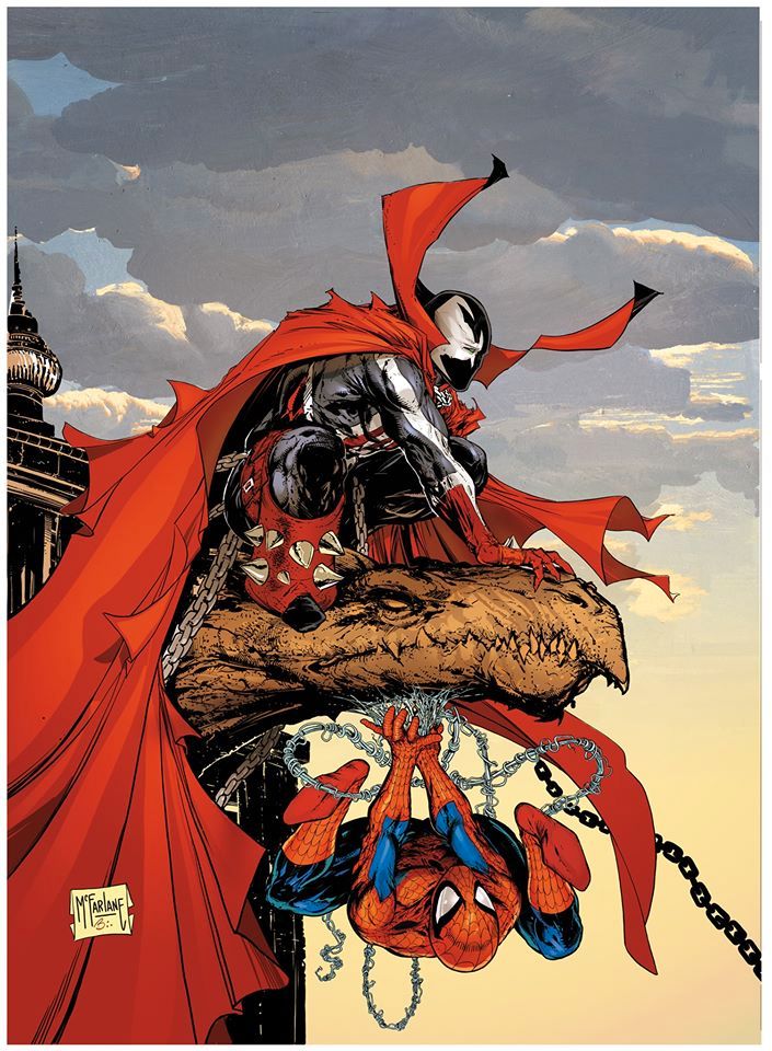 Spider-Man e Spawn, illustrazione di Todd McFarlane