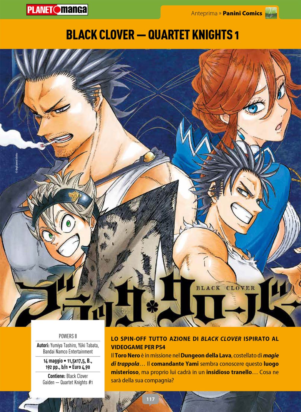 Black Clover — Quarter Knights 1, su Anteprima