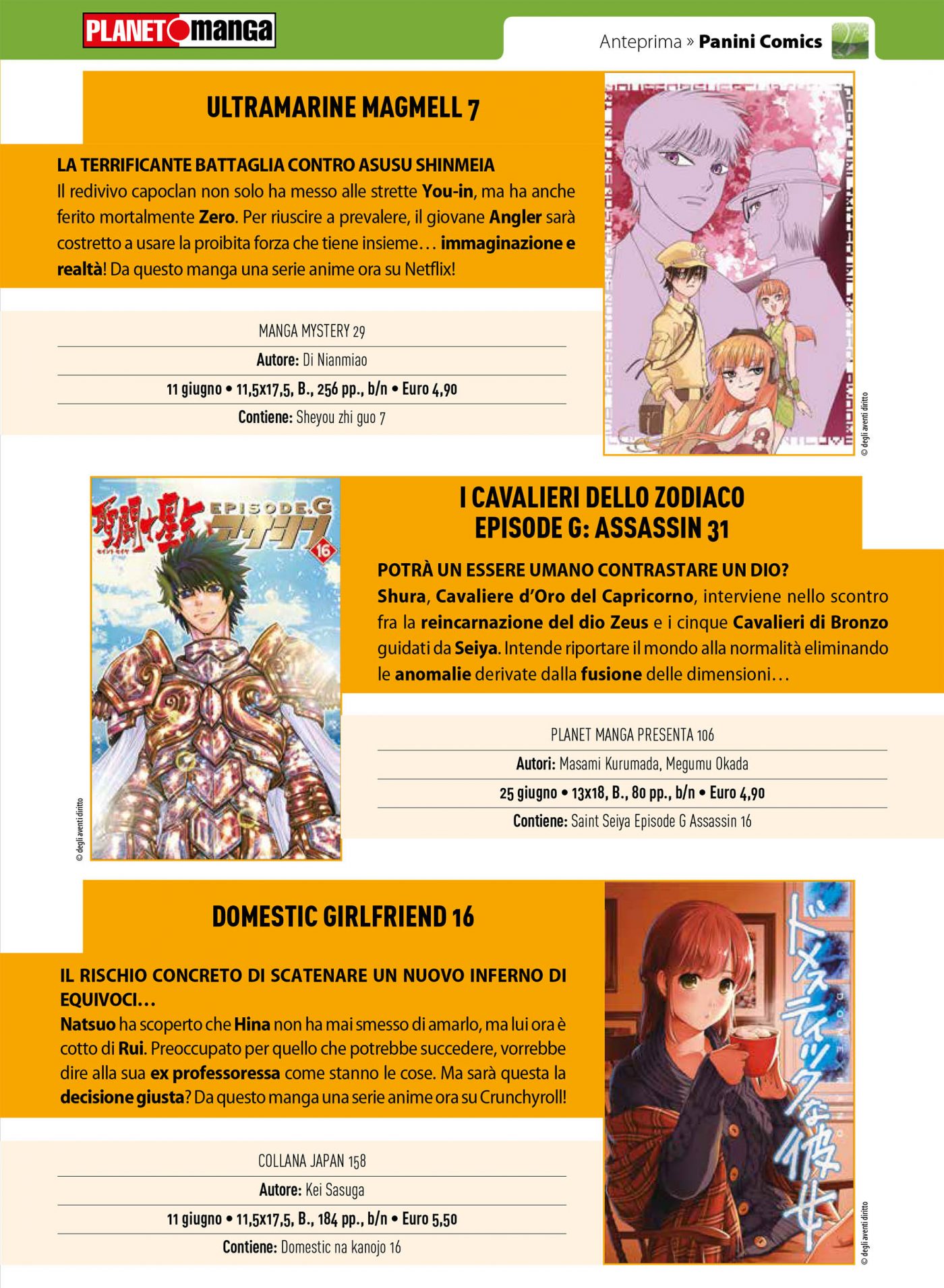 Prossimi manga in uscita, su Anteprima