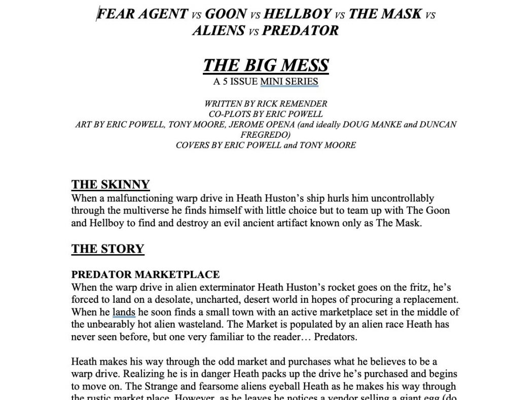 The Big Mess, pitch di Rick Remender