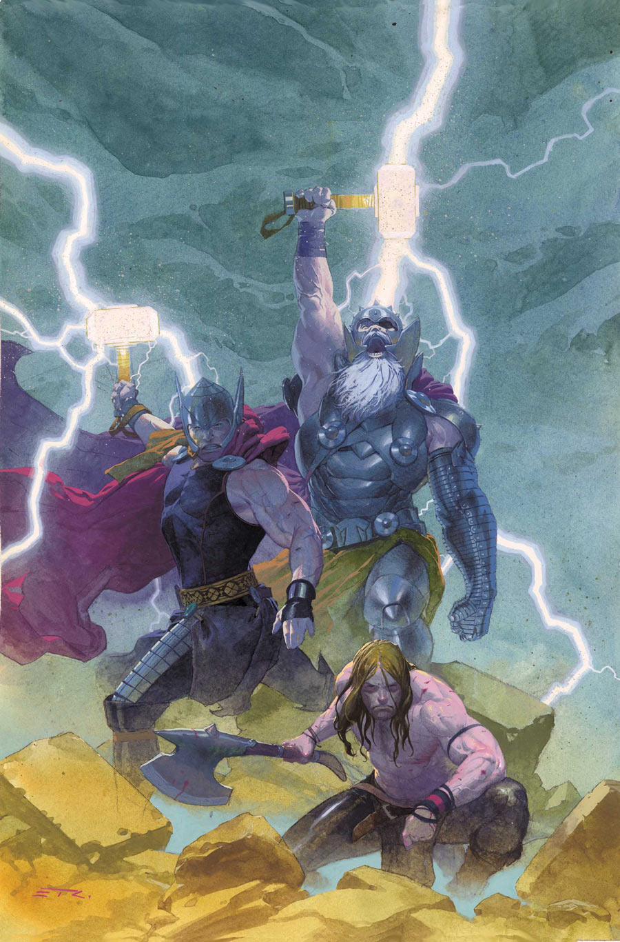 Thor: God of Thunder #1, copertina di Esad Ribic