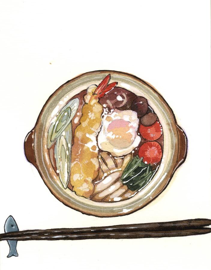 Udon Nabeyaki, illustrazione di Peach Momoko