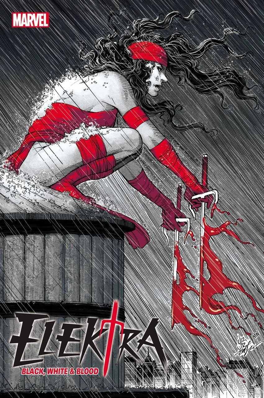 Elektra: Black, White and Bood #1, copertina di John Romita Jr.