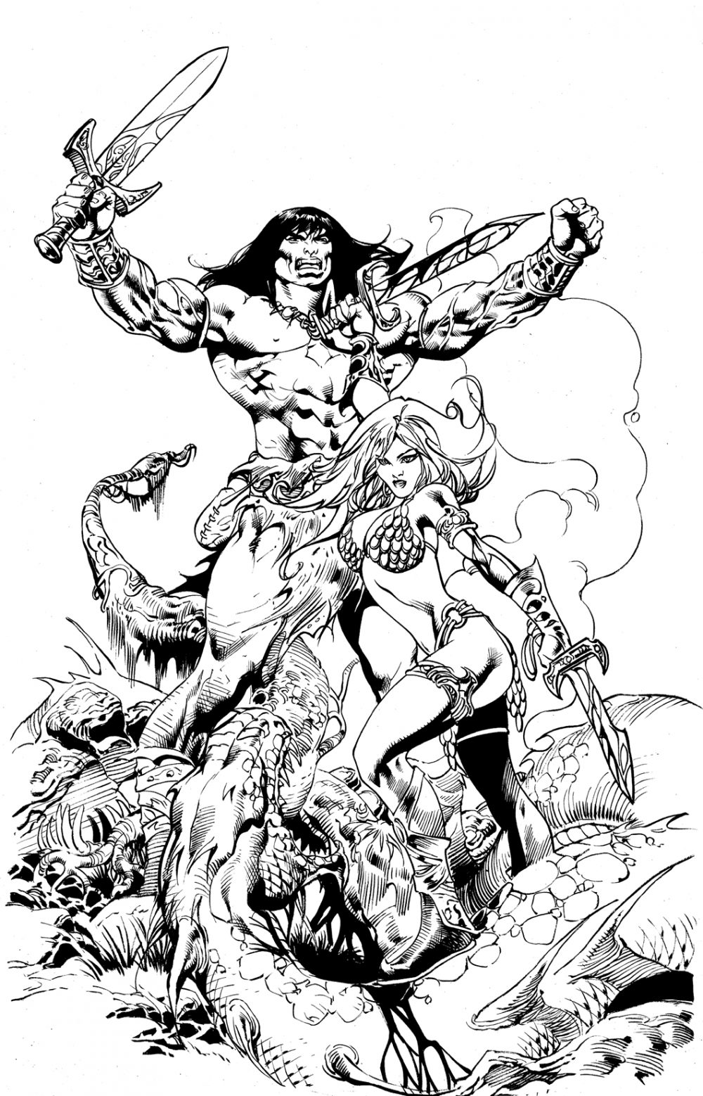 Conan & Red Sonia, variant cover di Castro - BN