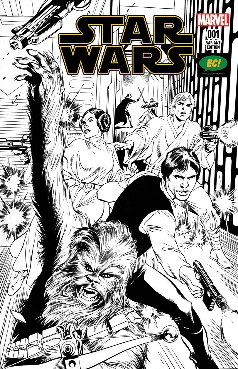 Star Wars #1, variant cover di Alan Davis (bianco e nero)