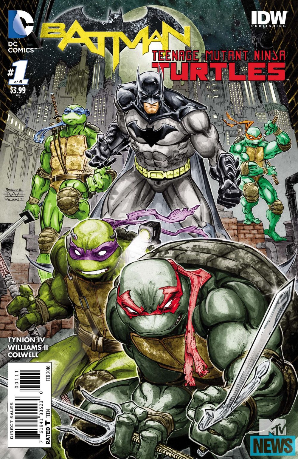 Batman Teenage Mutant Ninja Turtles #1, copertina di Freddie E. Williams II