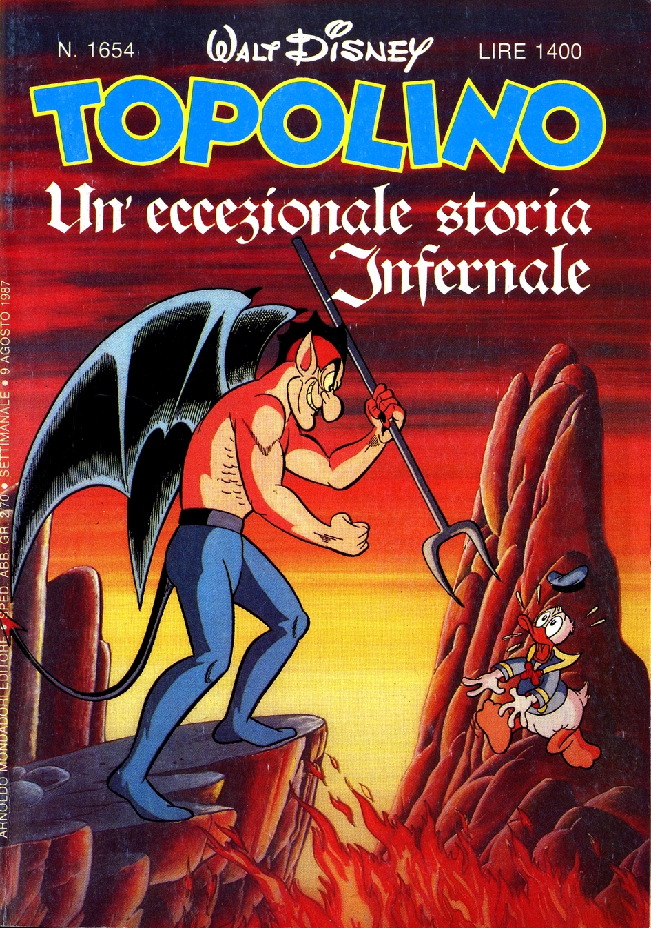 Copertina del numero di Topolino contenente la storia L'Inferno di Paperino - 1987