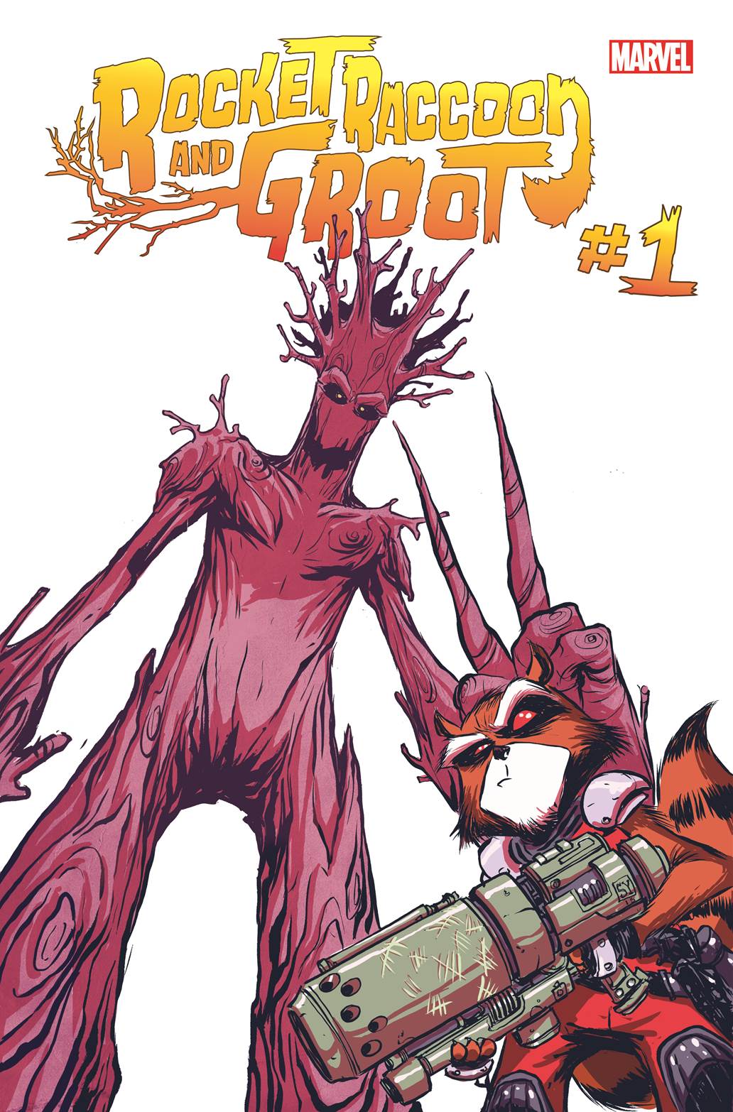 Rocket Raccoon and Groot #1, copertina di Skottie Young