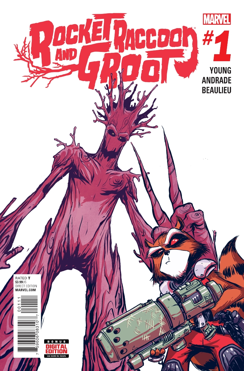 Rocket Racoon and Groot #1, copertina di Skottie Young