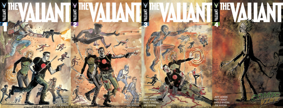 The Valiant - le variant cover composite dei 4 numeri di Jeff Lemire e Matt Kindt