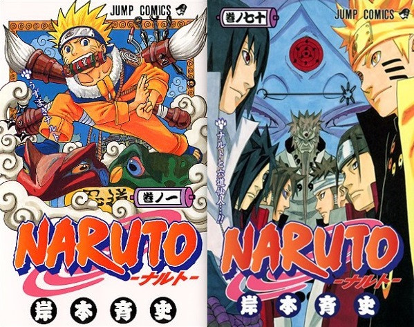 Naruto - Le copertine del I e del LXX volume