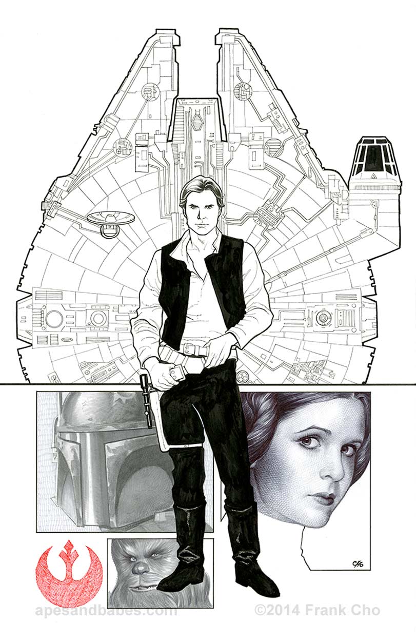 Star Wars #1, variant cover di Frank Cho (bianco e nero)