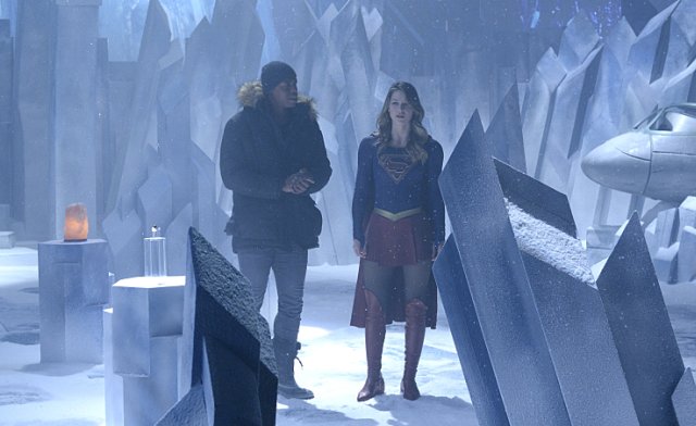 "Solitude" -- Kara travels to Superman's Fortress of Solitude in hopes of learning how to defeat Indigo, a dangerous being who can transport via the Internet and who has a connection to Kara's past, on SUPERGIRL, Monday, Feb. 29 (8:00-9:00 PM, ET/PT) on the CBS Television Network. Pictured left to right: Mehcad Brooks and Melissa Benoist Photo: Darren Michaels/CBS Ã?Â©2016 CBS Broadcasting, Inc. All Rights Reserved