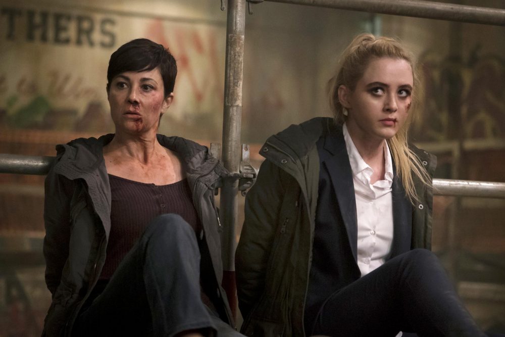 Supernatural -- "Don’t You Forget About Me" -- Image SN1112B_0138.jpg -- Pictured (L-R): Kim Rhodes as Jody Mills and Kathryn Love Newton as Claire Novak -- Photo: Katie Yu/The CW -- © 2016 The CW Network, LLC. All Rights Reserved