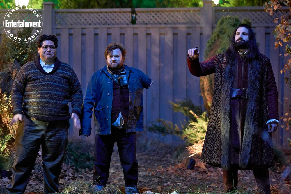 WHAT WE DO IN THE SHADOWS<br /> (l-r): Harvey Guillén as Guillermo, Haley Joel Osment as Topher, Kayvan Novak as Nandor